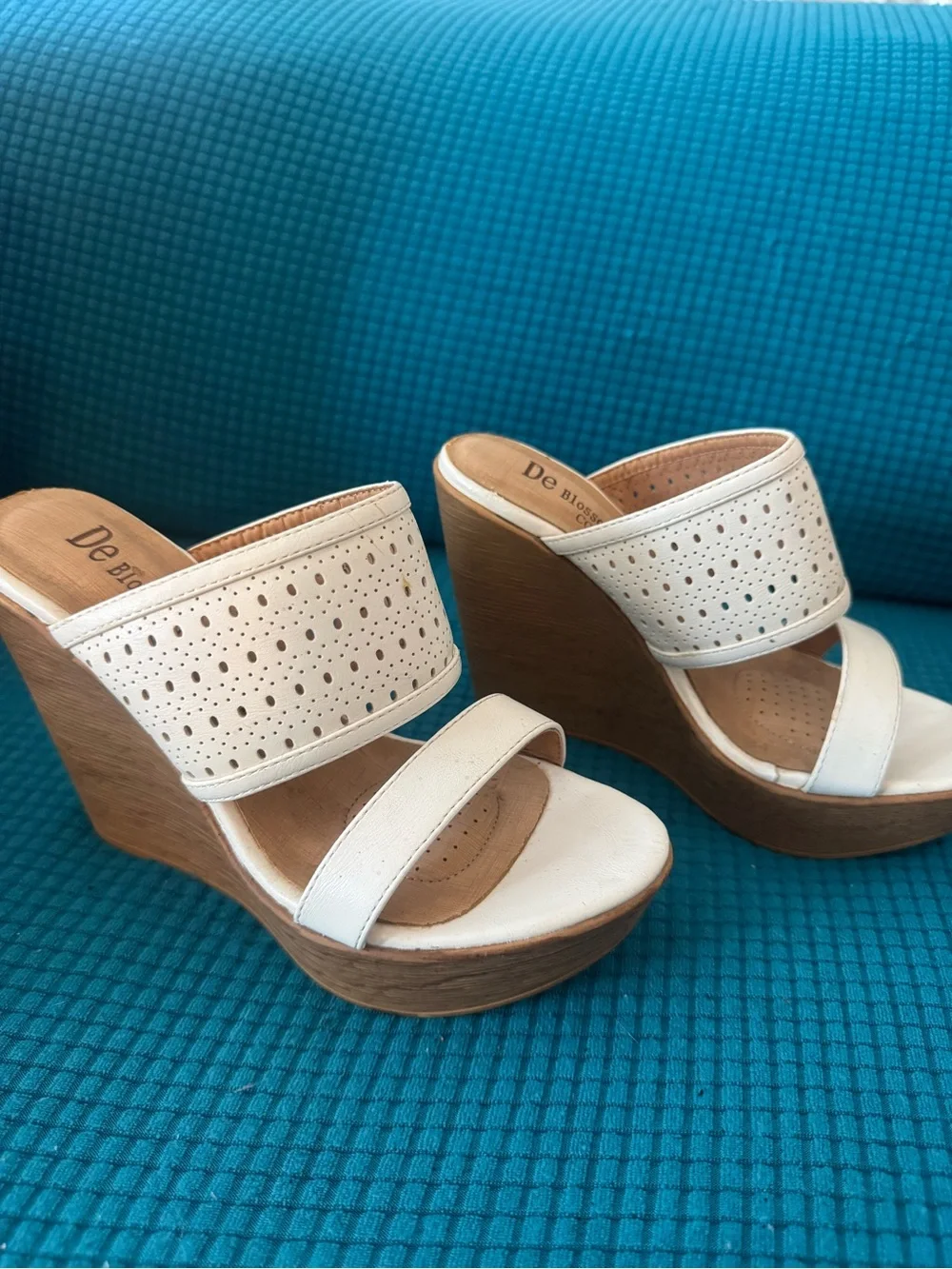 De Blossom White Platform Wedge Sandals Y2K Cutout Heels. Never worn